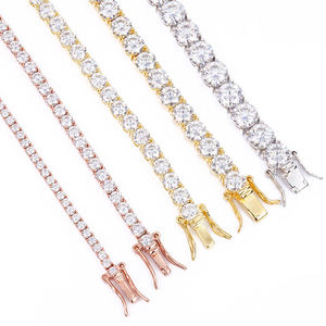 Pulseras de Diamantes de Corte Brillante Redondo de Lujo, Chapadas en Oro Rosa, Sintéticas, Cultivadas en Laboratorio, Unisex, para Uso Diario - Product Image 1
