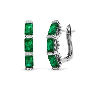 Pendientes de aro plata de primera ley con Esmeralda verde para mujer, aretes, aros, plata esterlina <span class=keywords><strong>2022</strong></span>, Estilo Vintage, 925 - Product Image 4