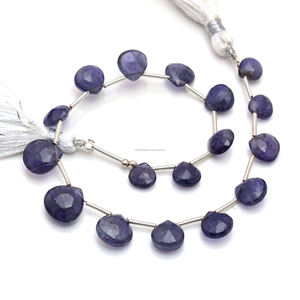 ลูกปัดพลอยไอโอไลต์สีน้ำเงินธรรมชาติทรงหัวใจเจียระไนคุณภาพพรีเมียม ทำด้วยมือ สำหรับทำเครื่องประดับ สร้อยข้อมือ สร้อยคอ - Product Image 1