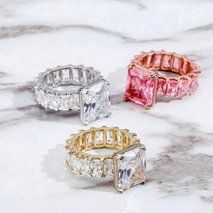 925 Sterling Silver High Quality Silver Plated <b>Fine</b> <b>Rings</b> VVS Moissanite Diamond <b>Ring</b> Radiant Cut Diamond <b>Ring</b> for Unisex - Product Image 3