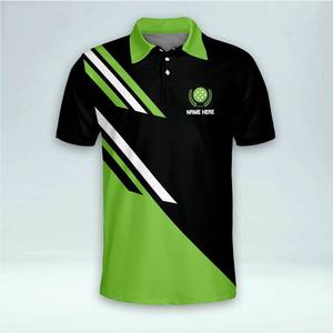 T-shirt unisexe à imprimé numérique personnalisé, écologique, pour pickleball, noir et vert, bloc de couleurs, anti-humidité, manches courtes, coupe classique - Product Image 1