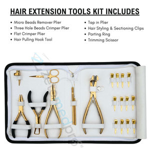 Kit d'outils professionnels pour extensions de cheveux : crochets, pinces, aiguilles, rasoirs, pinces à cheveux, ciseaux – Accessoires complets pour salon de coiffure - Product Image 4
