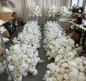 IFG ชุดดอกไม้ประดับโต๊ะกลางงานแต่งงานสีขาวงาช้าง ผ้าไหมคุณภาพสูง ขนาดเส้นผ่านศูนย์กลาง 60 ซม. สำหรับตกแต่งงานอีเว้นท์ - Product Image 4