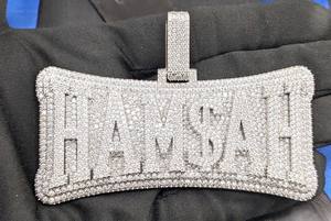 Custom Curved <b>Name</b> Pendant 925 Sterling Silver VVS Moissanite Fully Iced Out Rapper Style Hip Hop <b>Chain</b> Jewelry for Men - Product Image 3