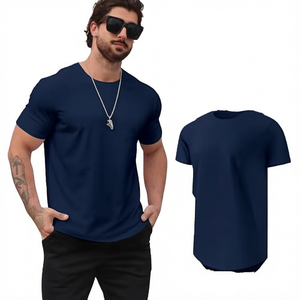 เสื้อยืดคอกลมแขนสั้นสีดำสำหรับผู้ชาย ทรงปกติ ผ้าฝ้ายเจอร์ซีย์ สีพื้นเรียบ ทอแบบเรียบง่าย สวมใส่สบาย - Product Image 2