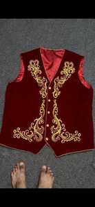 Disfraz de Santa Claus Navideño, Chaqueta Tradicional de Terciopelo Rojo, Pantalones, Sombrero, Cinturón, Barba y Guantes, Conjunto para Celebraciones Navideñas - Product Image 4