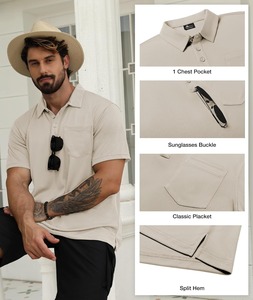 Camisa Polo Texturizada Personalizada para Hombre con Bolsillo en el Pecho, Manga Corta, Transpirable, Informal, Uniforme de Golf o Trabajo, OEM, ODM, Ropa al por Mayor - Product Image 4