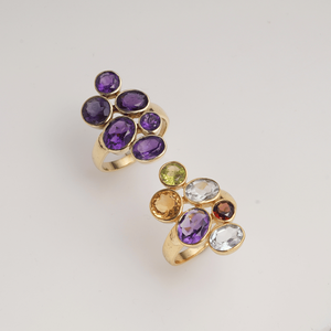 Amethyst Multi Stone Classic <b>Statement</b> <b>Ring</b> Brass Handmade Designer Purple Gemstone <b>Ring</b> for Women Shopping Gift - Product Image 6