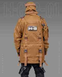 Men's <b>Techwear</b> <b>Jacket</b> Waterproof Tactical Cargo Multi-pocket Hooded Windbreaker Cyberpunk Streetwear Outdoor Utility Coat Brown - Product Image 4