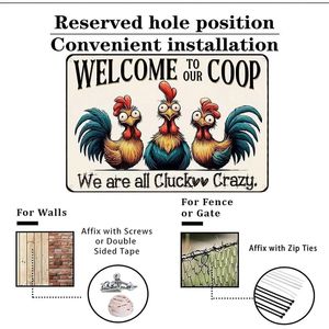 Targa Vintage in Latta con Scritta 'Benvenuti nel Nostro Pollaio' - Regalo per Fattoria, Cucina, Giardino e Decorazione Esterna - Product Image 5