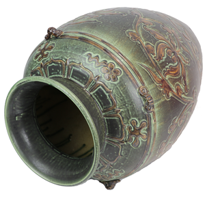 Wholesale <b>Ceramic</b> <b>Vases</b> Imitative-antique <b>Ceramic</b> Jar with Brown Chrysanthemum Patterns Blue Glaze Home Decoration - Product Image 6