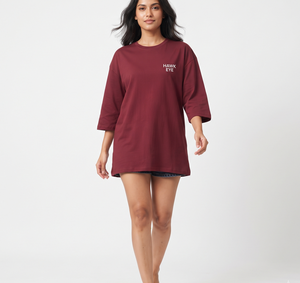 Custom Women's Loose Fit Crew Neck Cotton T Shirt Oversized Long Length Three Quarter Sleeve Breathable Everyday Wear - Product Image 2