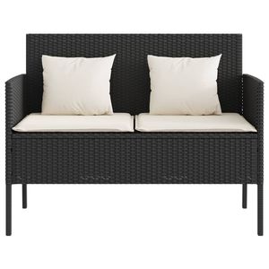 Banco de Jardín de Mimbre Sintético Negro Resistente a los Rayos UV, Banco Mediano para Patio - Product Image 4