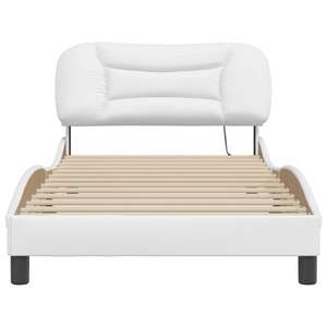 Estructura de cama doble de piel sintética blanca con luces LED 39,4 "x 74,8" - Product Image 5