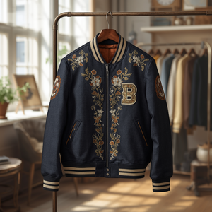 Wool Shell Cotton Lining Men Varsity <b>Jacket</b> Embroidered Style with OEM ODM Customization - Product Image 4