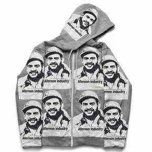 Afernon Industry <b>Men's</b> Hooded <b>Zip</b>-Up Sweatshirt Oversized Fit Embroidered Design French Terry Fabric Winter Streetwear Casual - Product Image 1