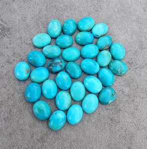 Turquoise américaine naturelle ovale cabochon à dos plat, pierre précieuse calibrée, pierre en vrac pour la fabrication de bijoux, vente en gros - Product Image 1