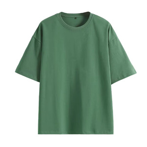 เสื้อยืดโอเวอร์ไซส์ทรงหลวมสำหรับผู้ชาย ผ้าคอตตอนหนา 100% โลโก้ด้านหน้า คอกลม ทรงหลวม สไตล์สตรีทแวร์ แขนสั้น - Product Image 1