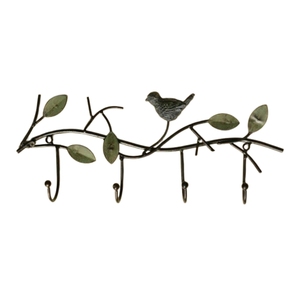 Vintage Wrought Iron <b>Wall</b> Mounted Coat <b>Rack</b> Decorative Leaf Design Metal <b>Key</b> Towel Hanger Rail with 4 Hooks <b>for</b> Home Hotel Entry - Product Image 4