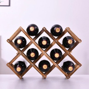 Estante para Vino de Madera Maciza Clásico para 10 Botellas, Diseño Plegable para Mesa, Soporte para Vino de Madera Estilo Acordeón Rústico - Product Image 1