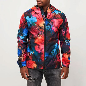 Veste coupe-vent pour homme de qualité supérieure, durable, couleur unie, pour la randonnée, avec capuche et fermeture éclair, style streetwear - Product Image 1