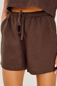 Short en mélange de lin pour femme respirant et léger avec coupe ample pour un usage quotidien ou des vacances - Product Image 6