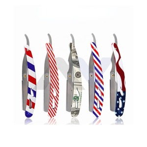 Hot Selling Colorful Professional Barber <b>Swing</b> Lock Razor Stainless Steel Six Blade <b>Wooden</b> Folding Face Beard Shaving Tool - Product Image 2