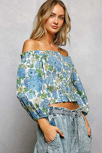 POL Floral Print Off-Shoulder Smocked Blouse - Product Image 3