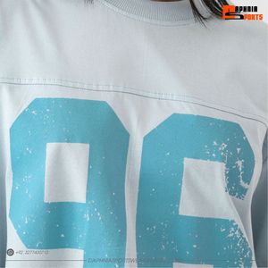 T-shirt graphique unisexe tendance, bleu clair, imprimé vintage 96, streetwear décontracté, manches courtes, pour unisexe - Product Image 5