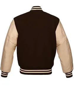 Leather Sleeves Varsity Outerwear Coats 2025 Wholesale Custom Men's Coated Varsity Jacket Stand Collar Waterproof Breathable Qui - Product Image 5