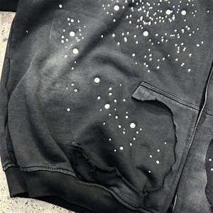 American Streetwear Hip Hop Style Men's Hoodie & <b>Pants</b> Set Full of Rhinestone Fashion Cotton Hoodie and Flare Sweatpants Set - Product Image 6