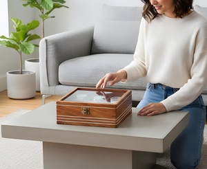 Vintage Wooden Watch Display <b>Box</b> with 12 Slots Rosewood <b>Storage</b> Case Latch Velvet Lining Jewelry Watch Display Case - Product Image 3