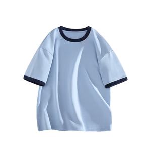 Camisetas personalizadas con hombros caídos para hombre, 100% algodón, cuello redondo acanalado de alta calidad, camisetas oversize de estilo urbano para hombre. - Product Image 1