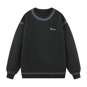 Sudadera Nueva Extra Grande con Cuello Redondo, Color Negro Sólido, Tejido de Algodón, Estilo Casual Unisex, con Logotipo Estampado en la Parte Delantera - Product Image 1