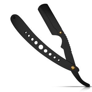 Rasoirs de toilettage noirs mats robustes, outils à lame droite réutilisables, couteau professionnel pour coiffeur et barbier moderne - Product Image 1