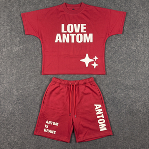 Summer Breathable 2 Piece Set <b>Mens</b> T-Shirt Shorts Washed Oversize 100% Cotton Casual Wholesale - Product Image 5