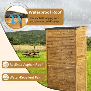 Armadio da Esterno con Porta Lucchettabile, Tetto Impermeabile, 2 Ripiani Rimovibili, Casetta da Giardino in Legno, Ripostiglio per Piscina, Marca Verti - Product Image 3