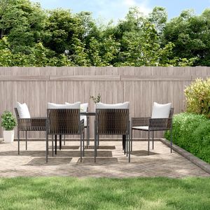 Ensemble de 6 chaises de jardin en polyrotin brun avec structure en acier thermolaqué, mobilier d'extérieur durable - Product Image 1