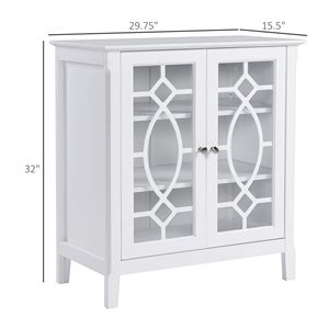 Credenza Moderna Bianca con Vetrina per Cucina e Soggiorno, Doppie Ante in Vetro, Ripiani Regolabili, Base Rialzata per Villa - Product Image 3
