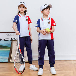 Uniforme sportif d'été de haute qualité pour élèves du primaire, design tendance à manches courtes avec logo, pour enfants de maternelle - Product Image 5