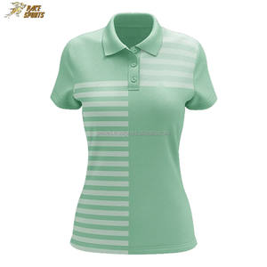 Polo informal para mujer, ropa deportiva corta en tela de poliéster de seda de estilo delgado con impresión de sublimación de logotipo personalizado - Product Image 2