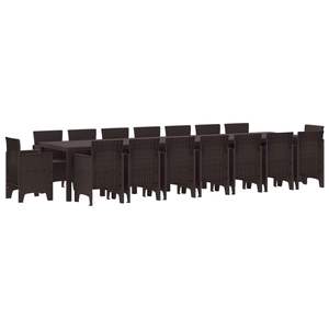 Juego de Comedor de Jardín de 17 Piezas en PP Marrón con Cojines Cómodos para Entretenimiento al Aire Libre - Product Image 1