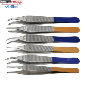 Set 6 Adson Dressing Tissue Brown Forceps 4.75 Inch Straight Curved Premium Quality Stainless Steel Manual <b>Surgical</b> <b>Instruments</b> - Product Image 2