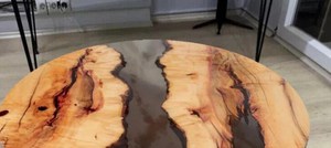 Rustic River Flow <b>Epoxy</b> Resin <b>Coffee</b> <b>Table</b> Handcrafted Natural Wood Round Center <b>Table</b> Modern Artistic Living Room Decor - Product Image 4