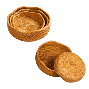 Premium Eco-friendly Handmade Wicker <b>BREAD</b> RATTAN <b>BASKET</b> / TRAY with Scallop Edge OEM ODM Handicraft Product - Product Image 1