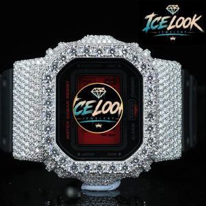 สำหรับ LOOK JEWELERY นาฬิกาเพชรผู้ชายหรูหราดิจิตอลควอตซ์ 40 มม.สแควร์ไรน์สโตนสแตนเลส 20BAR กันน้ำ - Product Image 2