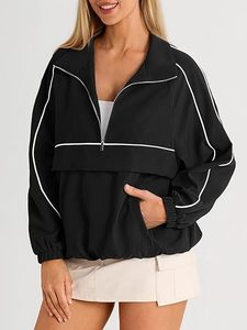 Quarter Zip Pullover Women UPF 50+ Lightweight Windbreaker <b>Jacket</b> Running Hiking Outdoor Pullover <b>with</b> <b>Pocket</b> - Product Image 1
