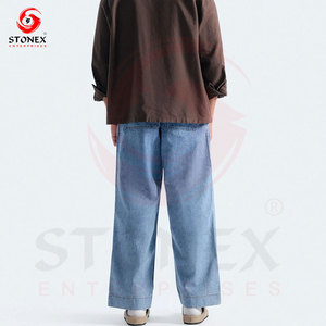 Pantalones Vaqueros de Mezclilla Azul Medio para Hombre, Corte Relajado, al por Mayor, Estilo Casual, Pierna Recta, Moda Urbana, Algodón - Product Image 3
