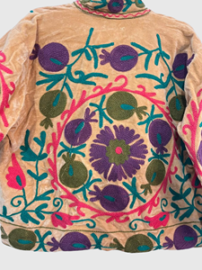 Hand Embroidered Floral Jacket Full Sleeve Stand Collar Cotton Adult Autumn Wear Prairie Chic Style - Product Image 5