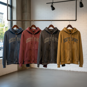 Conjunto de sudadera con capucha y pantalón cargo de algodón con cremallera, bordado de apliques y lavado ácido Rexfit Sports - Product Image 4